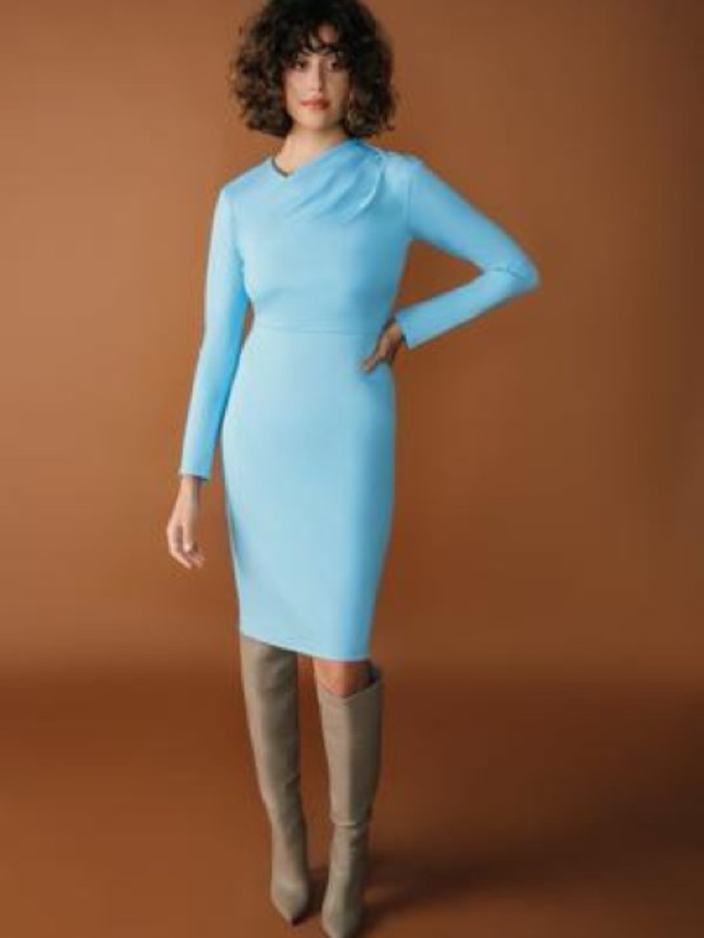 Chloe Kristyn Light Blue Long-Sleeve Sheath Dress